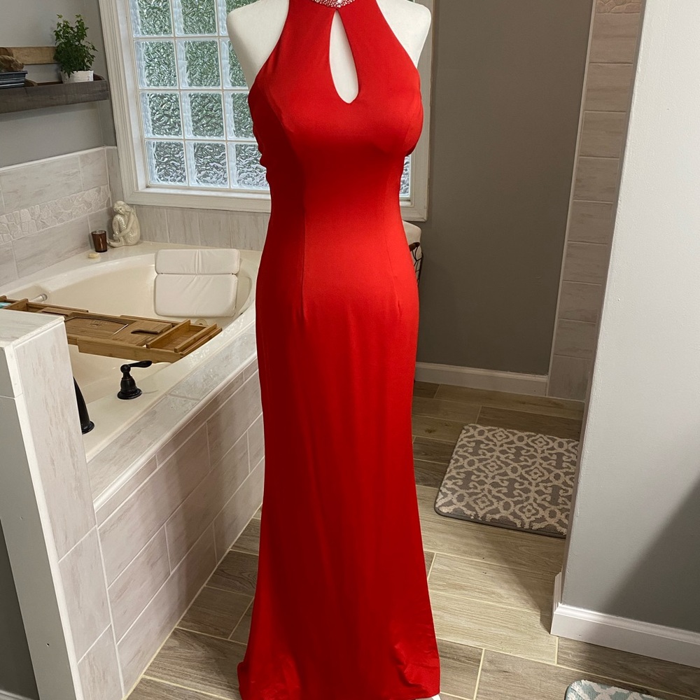 Stop them in their tracks red gown